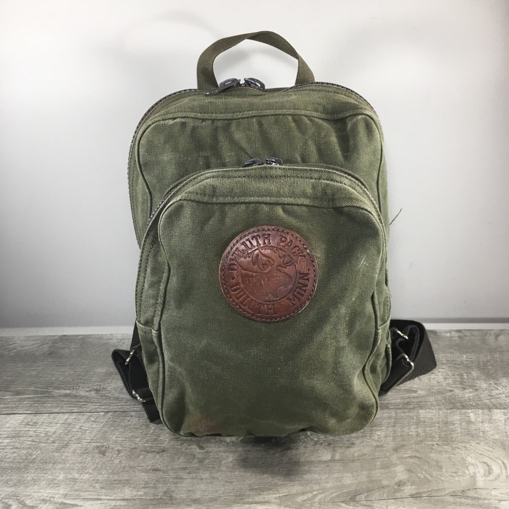Duluth Pack Olive Green Travel Backpack Canvas Book Laptop Bag Everyday Daypack
